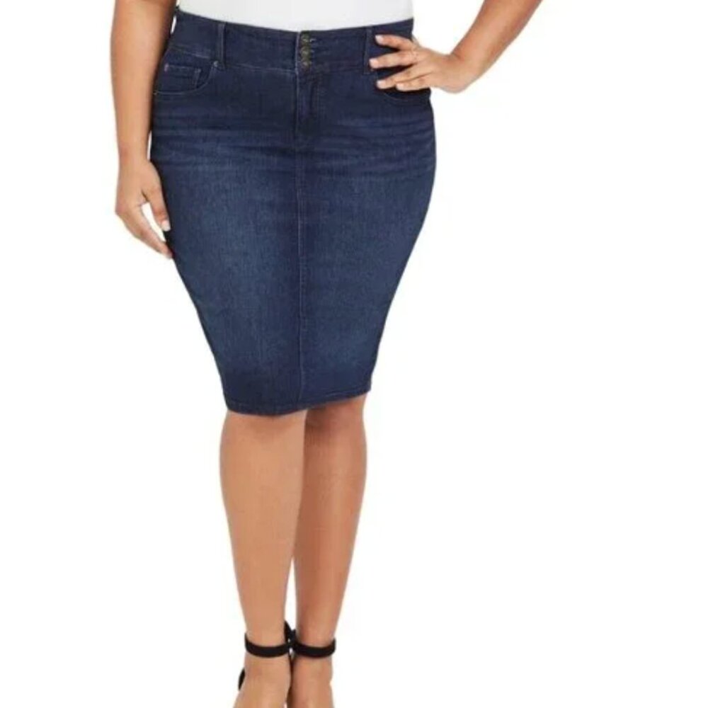 Torrid denim midi pencil skirt